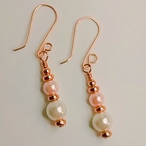 Elegant Rose Gold and Pearl Drop Earrings